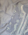 Chikankari embellishment soft chanderi