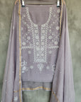 Chikankari embellishment soft chanderi