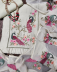 Embroidery Peacock design Suit
