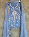 Chikankari embellishment soft chanderi