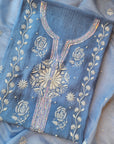 Chikankari embellishment soft chanderi